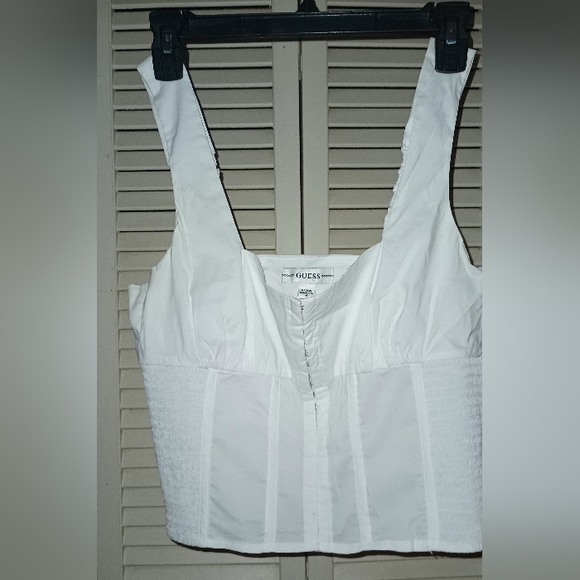 Guess Women's White Corset Crop Top M - Picture 1 of 6